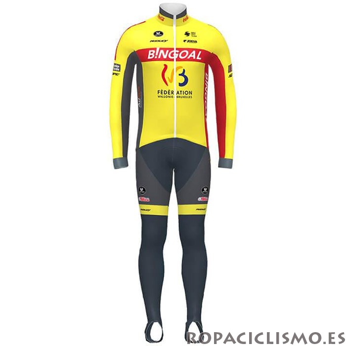 2020 Maillot Wallonie Bruxelles Tirantes Mangas Largas Amarillo Rojo